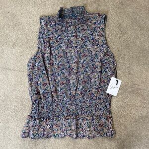 Japna Floral Turtleneck Sleeveless Blouse Size L